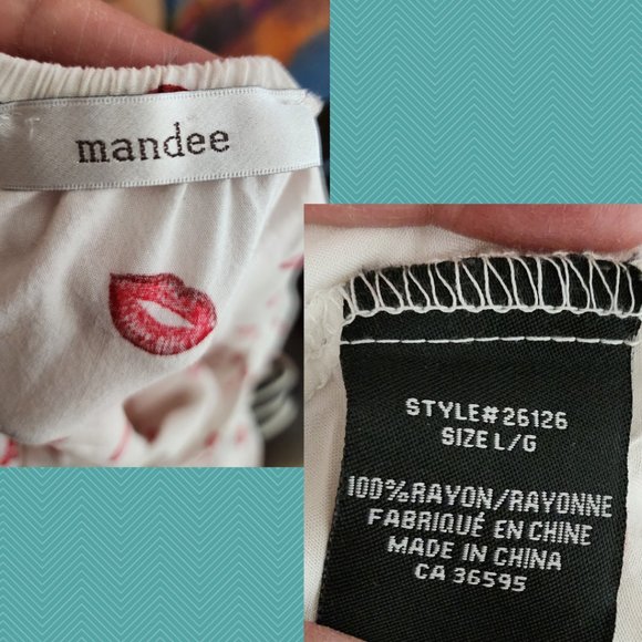 Mandee White Lips Kisses Printed Off Shoulder Blouse - Picture 4 of 4